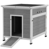PawHut Wooden Duck House with Ramp, Double Doors, Openable Asphalt Roof, Ventilation Holes, Removable Base, Light in Sophisticated Grey
