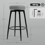 Elegant HOMCOM Set of Two Faux Leather Bar Stools - in Sophisticated Grey/Black