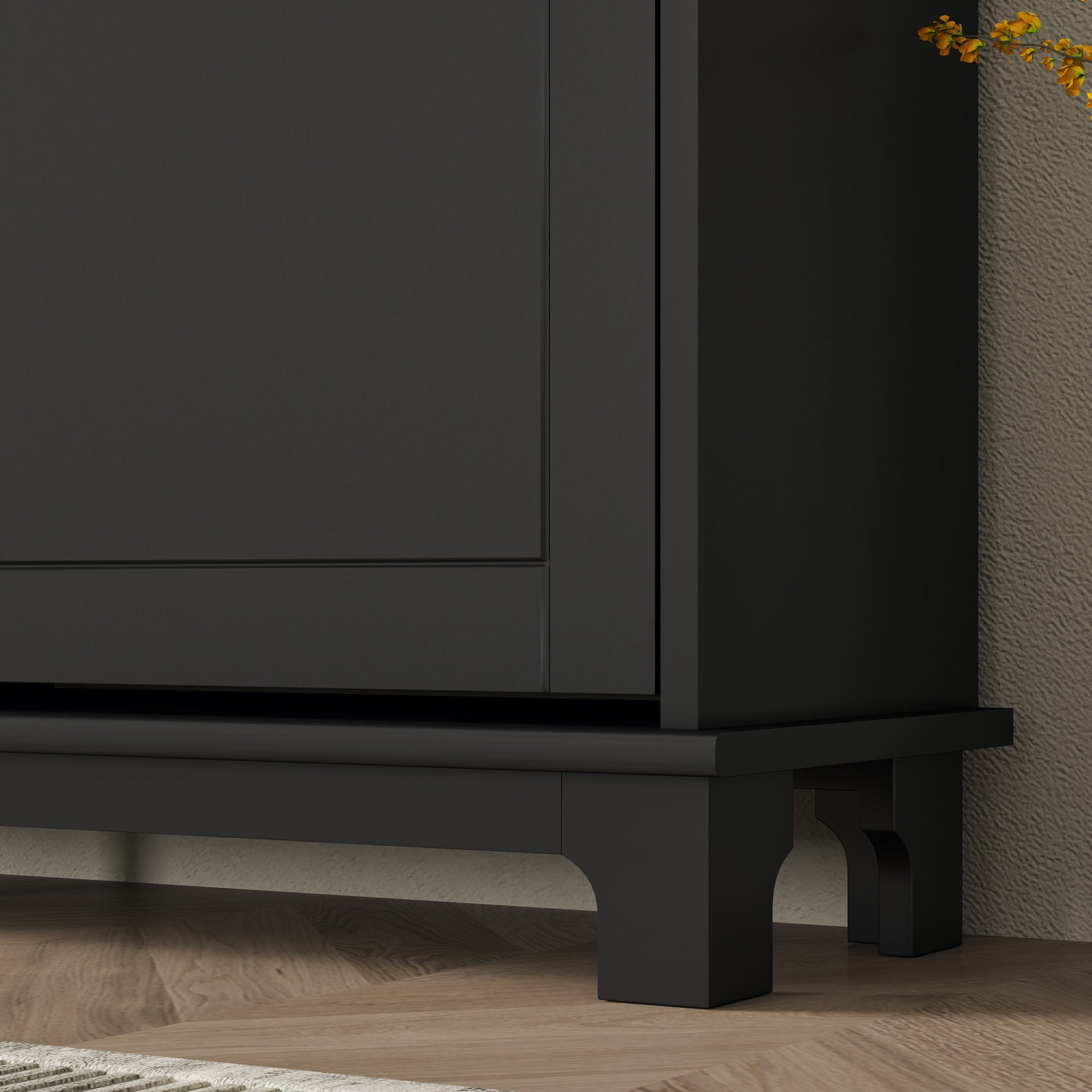 Elegant HOMCOM Narrow Shoe Spacious Storage Cabinet, Slim Shoe Cabinet with 4 Flip Drawers, Adjustable Shelves for 16 Pairs of Shoes, Black