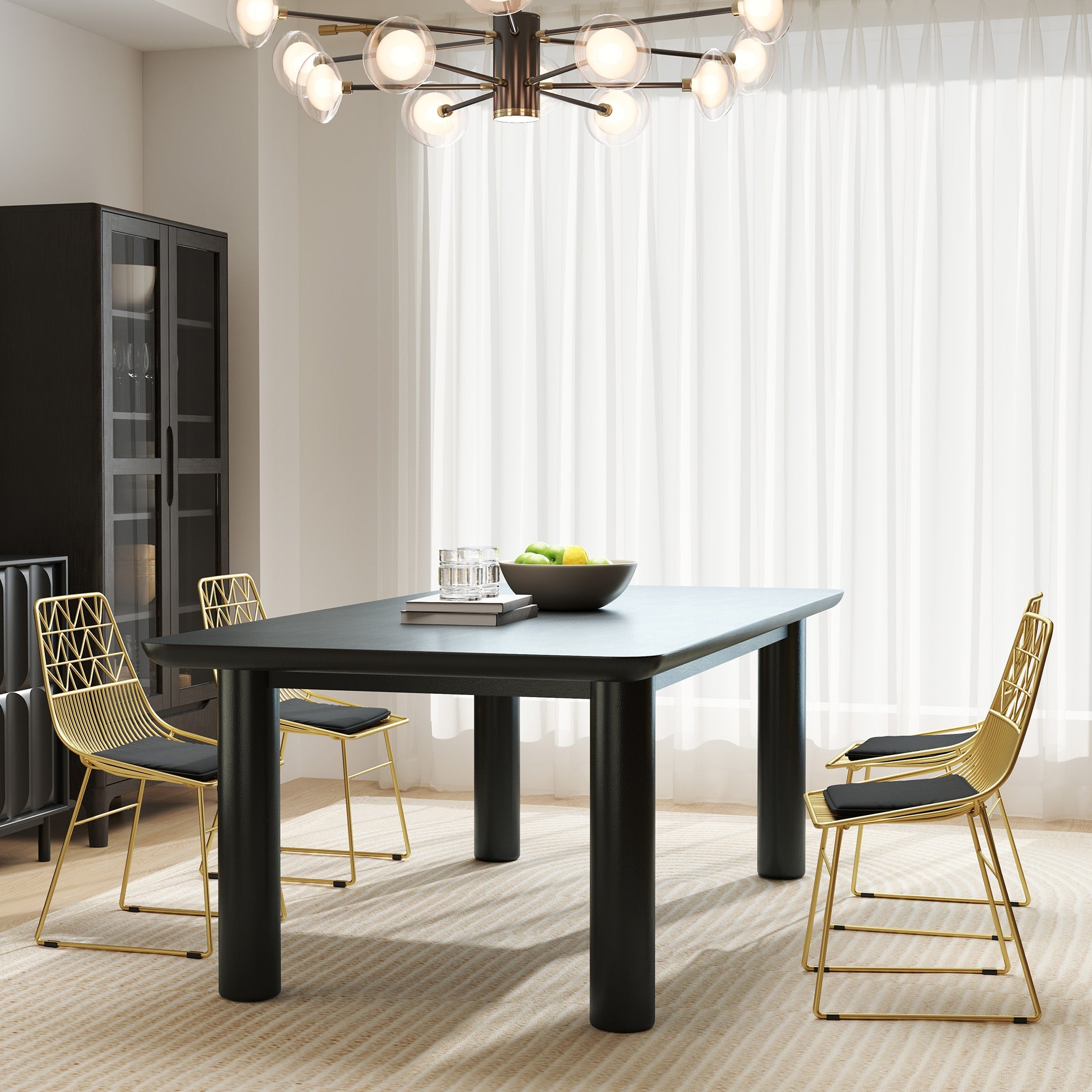 Elegant HOMCOM Luxurious Dining Chairs Set of 4, Metal Wire Kitchen Chair with Removable Velvet-feel Cushion, Cut-out Back and Steel Frame for Dining Room, Gold Tone