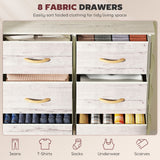 Elegant HOMCOM Chest of Eight Fabric Drawers - Natural Wood Finish